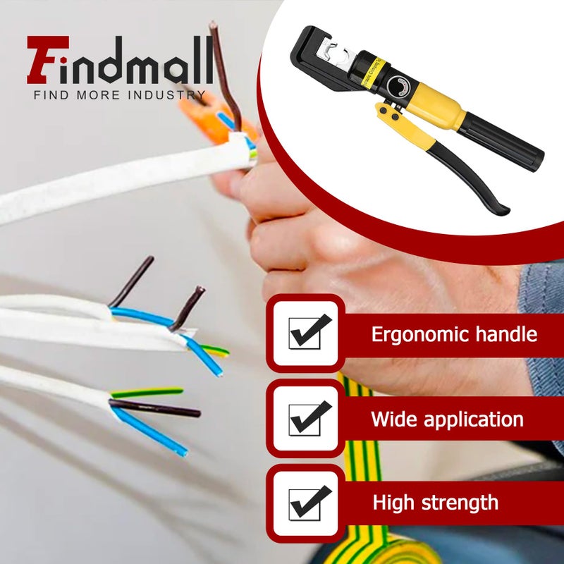 findmall 6 Ton Hydraulic Cable Lug Crimper, 12 AWG to 2/0 AWG Industrial Hydraulic Crimping Tool, Electrical Terminal Cable Wire Tool with 9 Dies (4, 6, 8, 10, 16, 25, 35, 50, 70) - Image 5